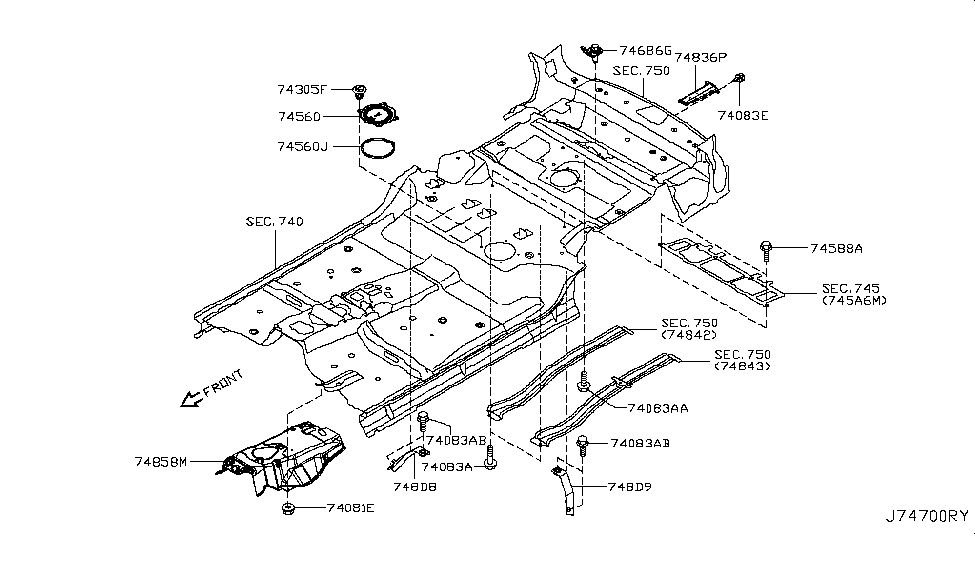 Infiniti 748D8-1LS0A Bracket-Rear Floor GUSSET,RH