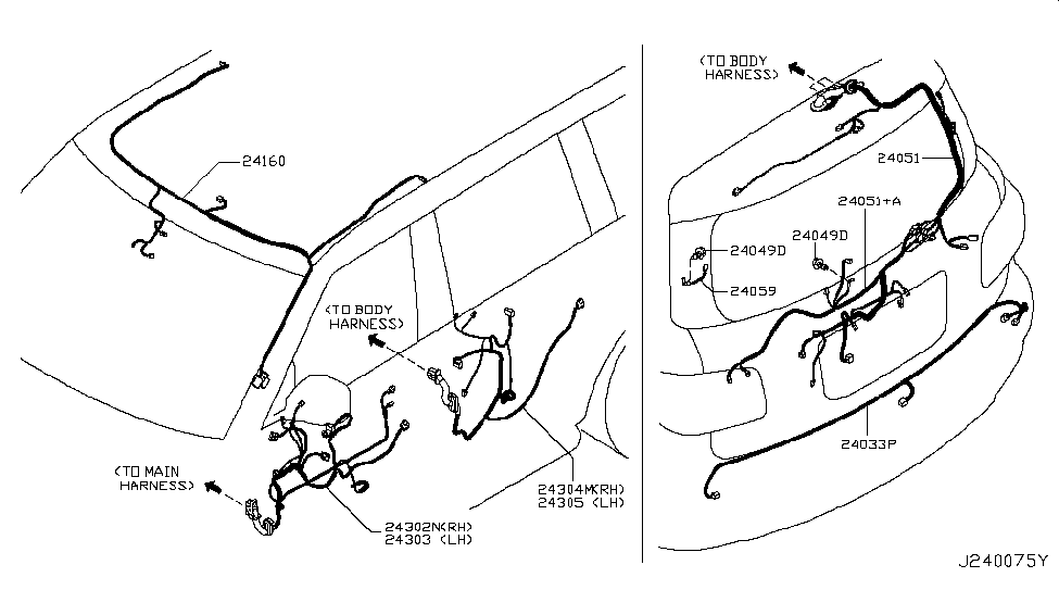 Infiniti 24070-1LA0A Harness Back Door