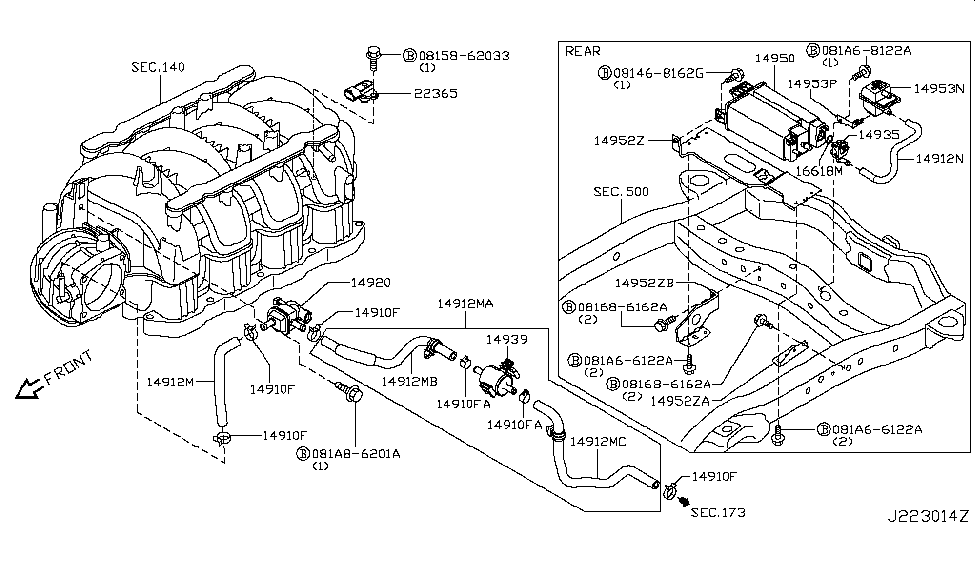 2011 Infiniti QX56 Engine Control Vacuum Piping