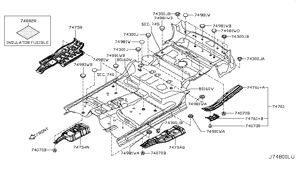 Infiniti 74763-1LA0A INSULATOR - Heat, Rear Floor