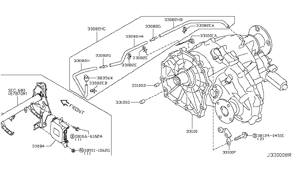 Infiniti 33084-1LA1B Control Unit Assembly-Transfer