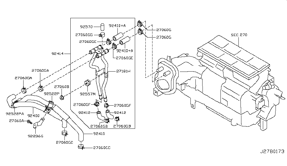 Infiniti 92402-1LA0A Tube-Water Heater