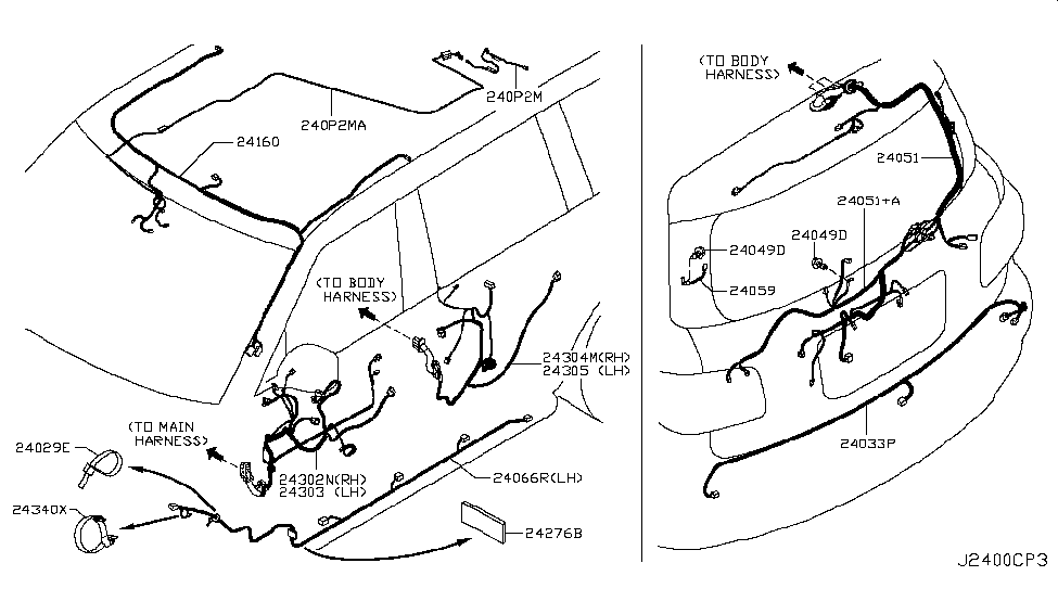 Infiniti 24126-5ZM0A Harness-Rear Door