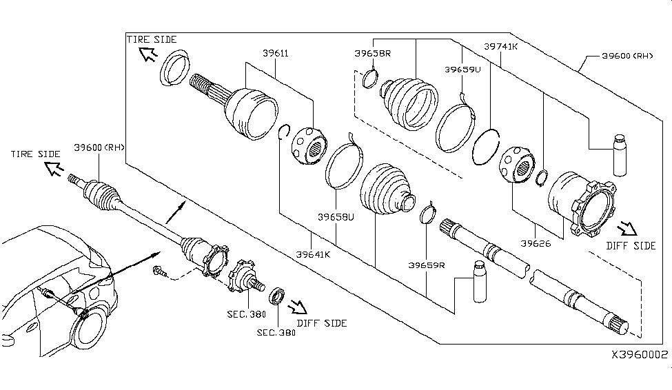 Infiniti 39742-2U600 Band-Boot Drive Shaft Inner