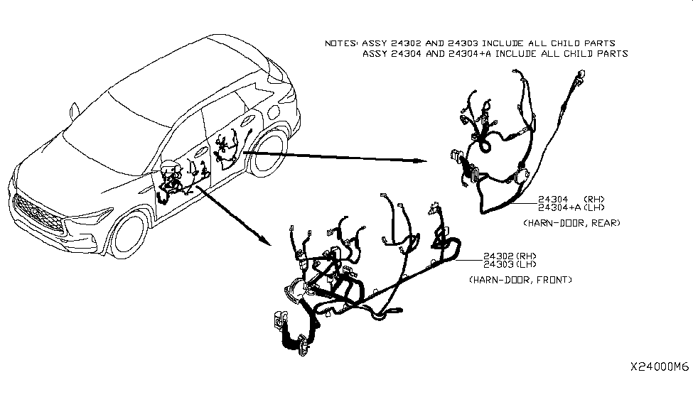 Infiniti 24127-5NA0D Harness-Rear Door,RH