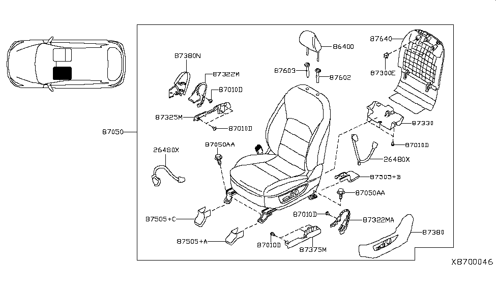 Infiniti 87380-5NB4C FINISHER Assembly-Cushion,Fr Seat Outer LH