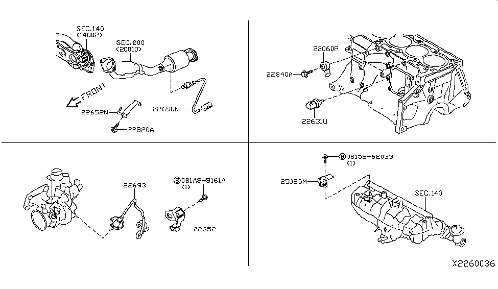 Infiniti 22650-5NA0B Heated Oxygen Sensor Bracket