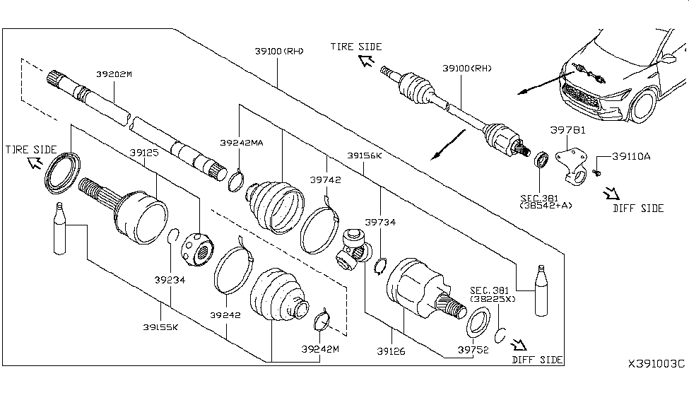 Infiniti 39708-4BE4D Ring-Snap