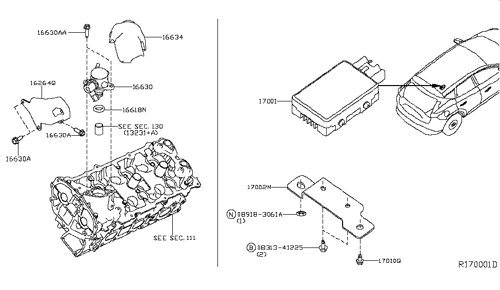 Infiniti 16264-6KA0B Bracket