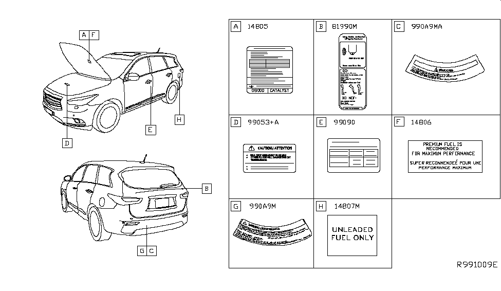 Infiniti 81990-9NJ0A Label-Auto Door