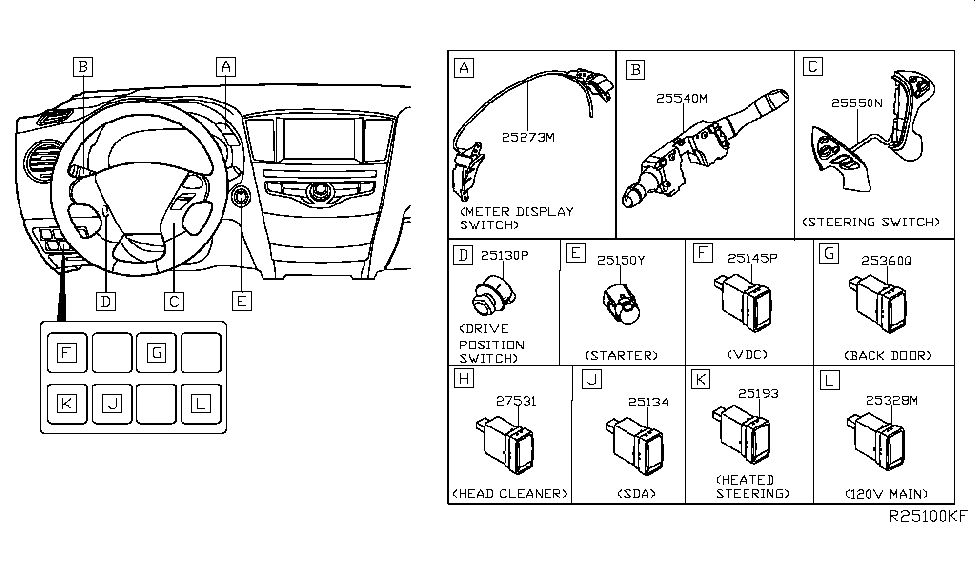 Infiniti 25530-3JV0A Switch Headlamp