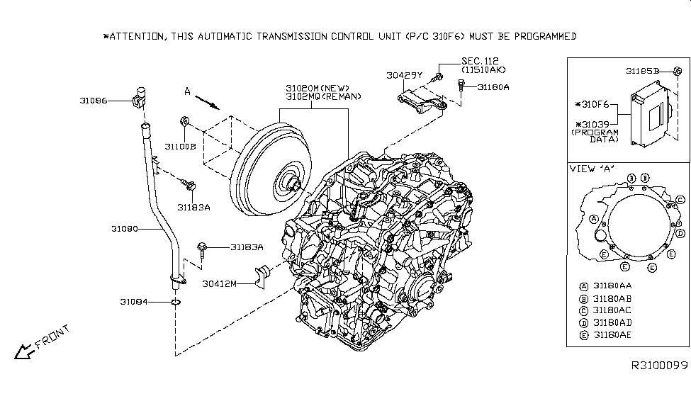 Infiniti 31039-9NA7A Rom Data-Auto Transmission