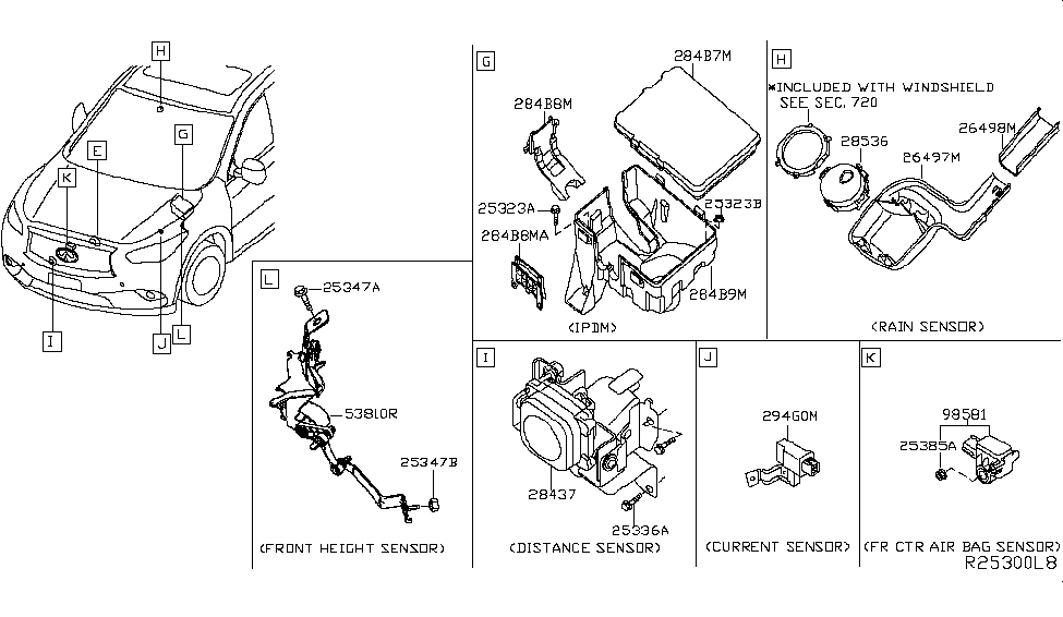 Infiniti 26498-3JA0B Cover-Rain Sensor