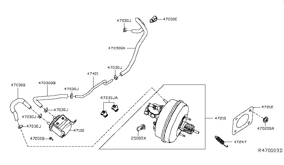 Infiniti 47471-3JV1A Hose-Brake Booster