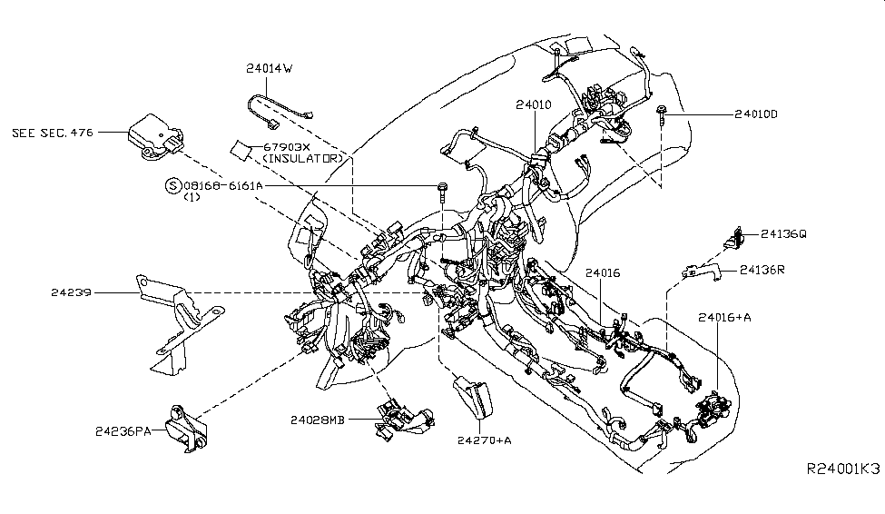 Infiniti 24016-9NA0B Harness Assembly Console