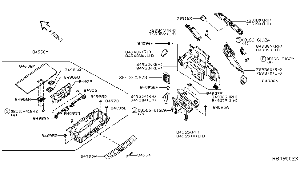 Infiniti 84928-3JV0A Bracket-Luggage Trim,RH