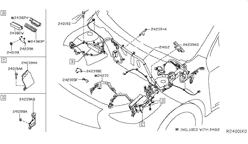 Infiniti 24239-3TM0A Bracket-Harness Clip