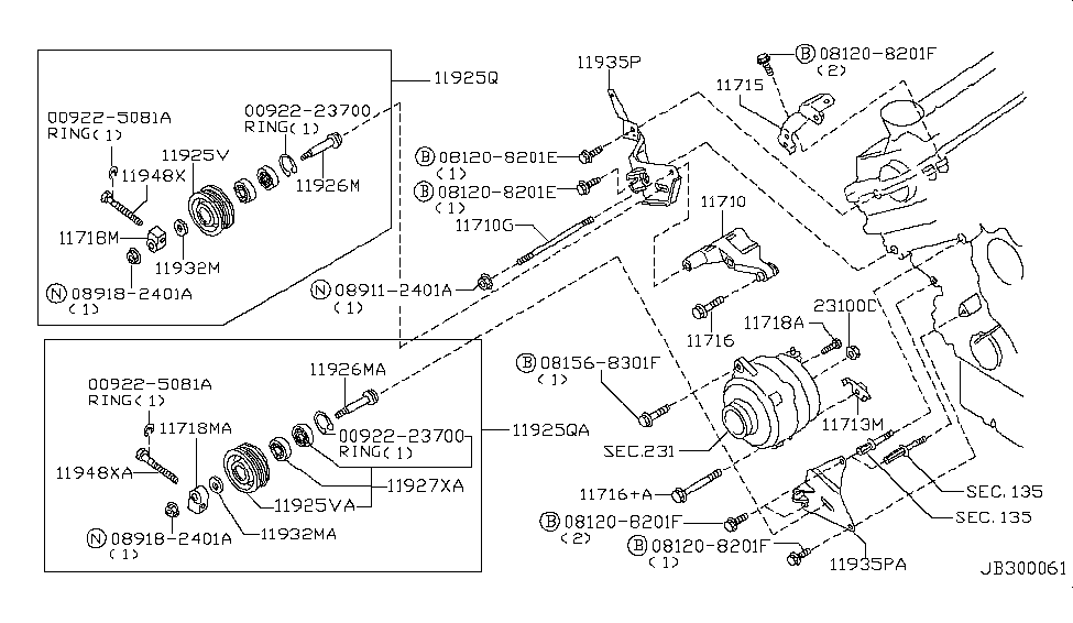 Infiniti 11926-6P010 Bracket-Idler Pulley