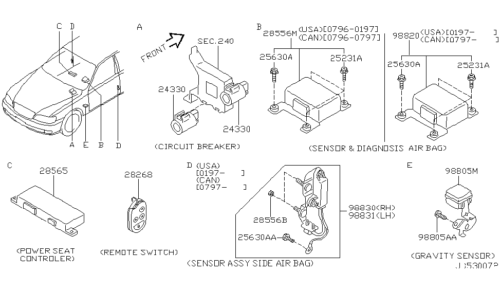 Infiniti 98830-6P225 Sensor-Side Air Bag,RH