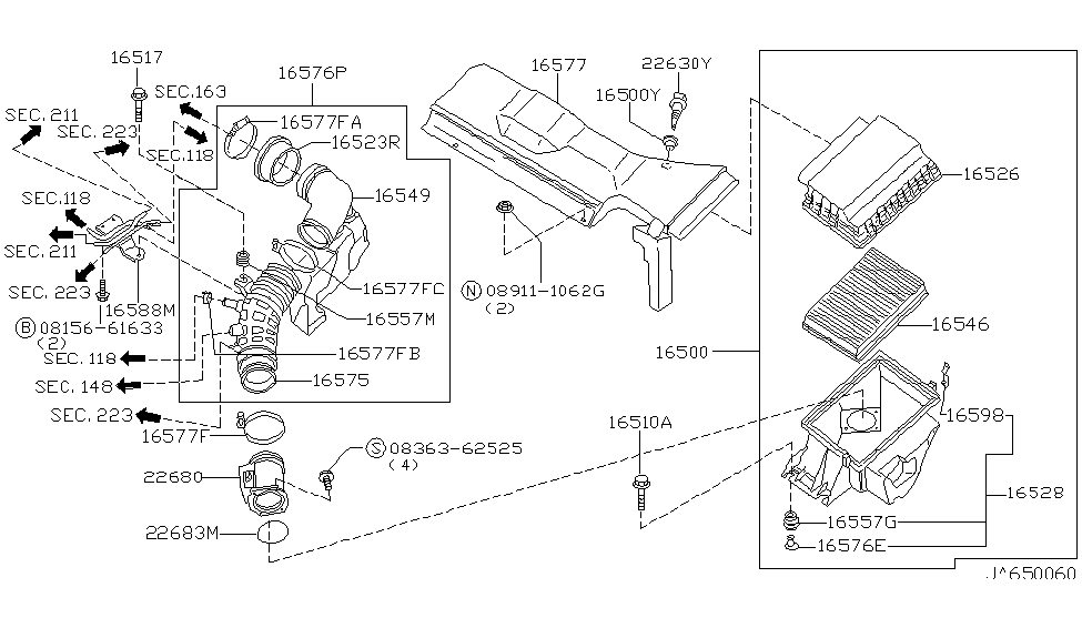 Infiniti 16588-6P001 Bracket-Resonator