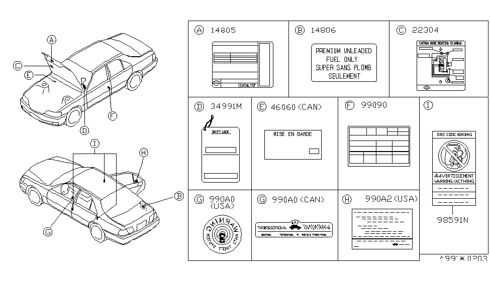 Infiniti 990A2-3H000 Label-Parts Content