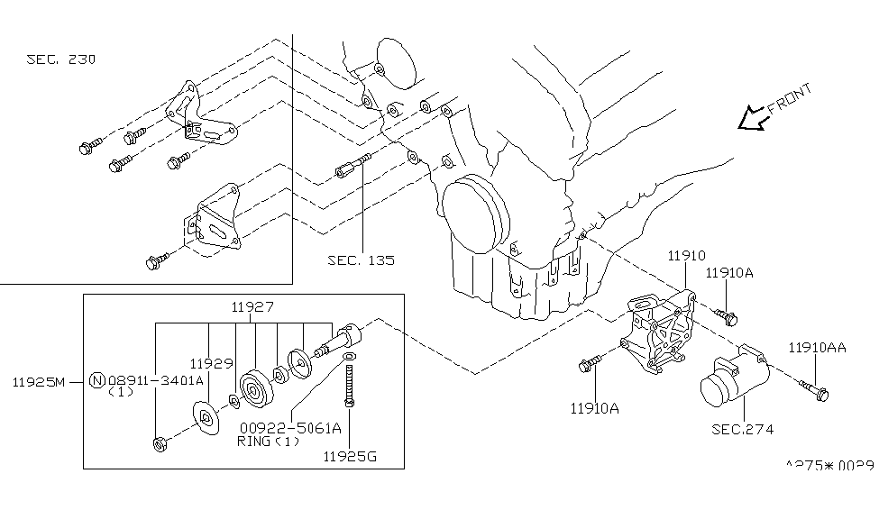 Infiniti 11910-6P000 Bracket-Compressor