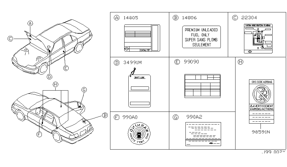 Infiniti 22304-6P610 Label-Vacuum Piping