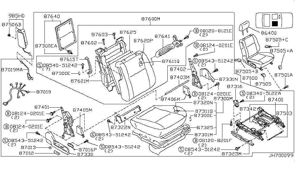 Infiniti 87600-6P649 Back Assembly-Front Seat, RH