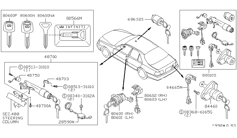 Infiniti K9810-6P101 Key Set-Cylinder Lock