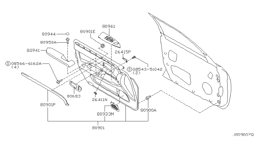 Infiniti 80901-3H504 Finisher Assy-Front Door,LH