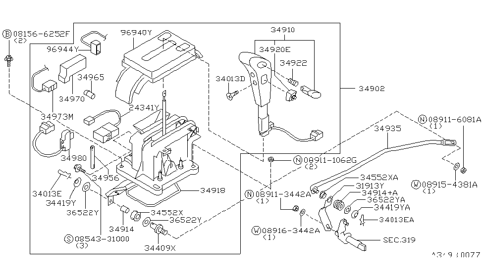 Infiniti 25130-6P163 Switch Assembly-Over Drive