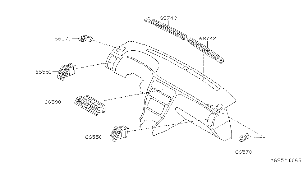 Infiniti 68741-6P103 Grille-Side Defroster,LH