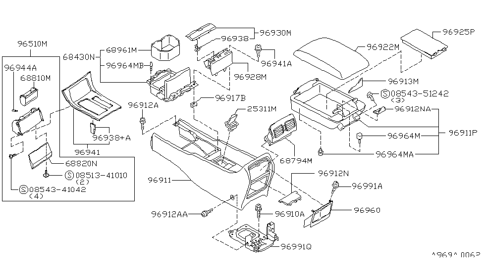 Infiniti 96991-7P000 Bracket-Console,Rear