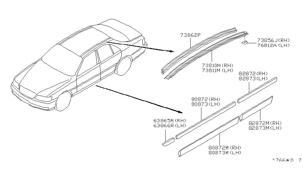 Infiniti 82876-6P912 MOULDING-Rear Door, RH