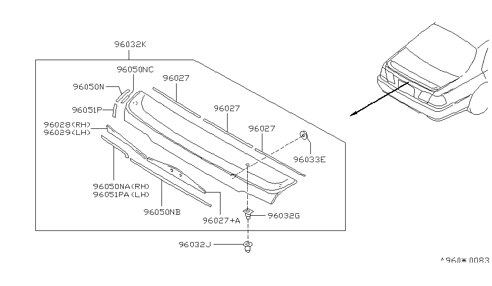 Infiniti 96027-6P901 SPACER-Air Spoiler,Center