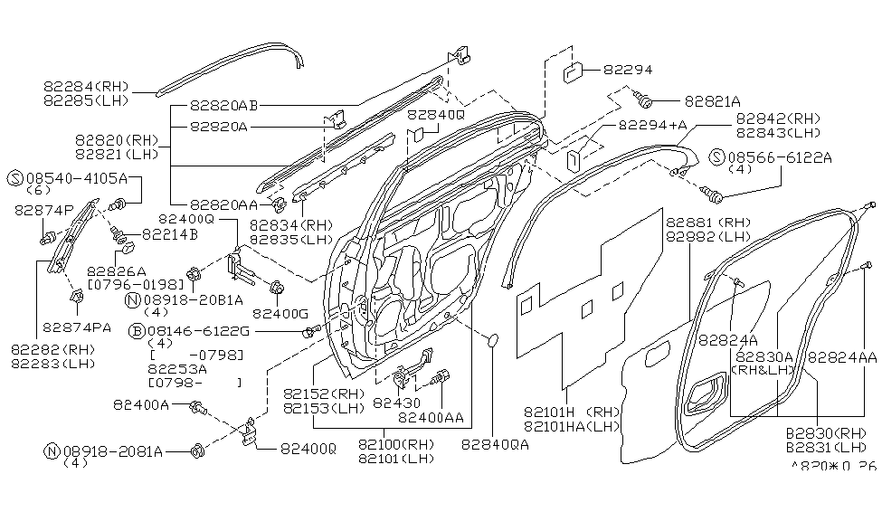 Infiniti 82285-6P001 Moulding-Rear Door Sash,Center LH