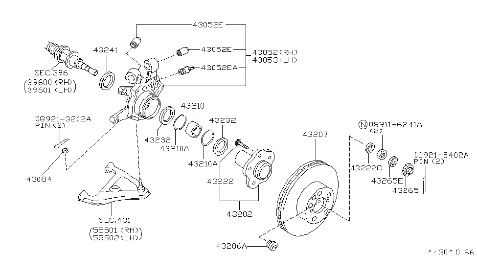 Infiniti 43019-0P010 Housing-Rear Axle,LH