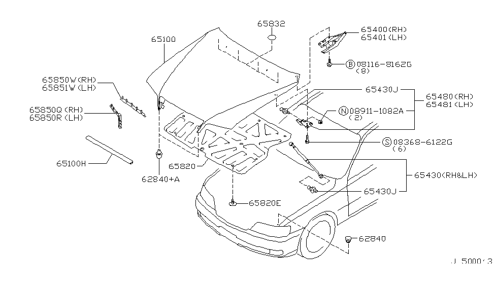 Infiniti 65481-6P050 Bracket-Hood Stay,LH