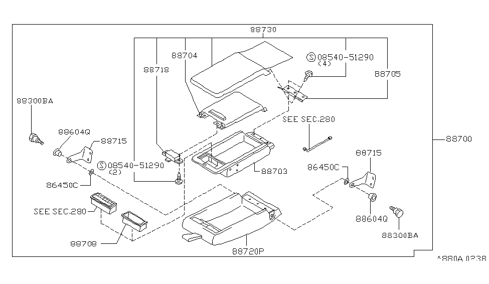 Infiniti 88720-6P604 Trim & Pad & Frame Assembly-ARMREST, Box