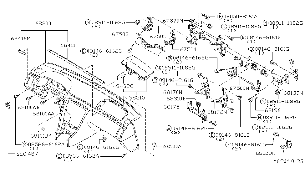 Infiniti 68175-5P100 Bracket Assy-Instrument Stay