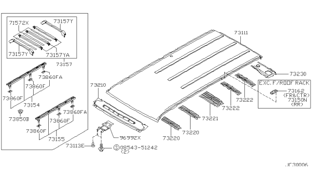 1999 Infiniti QX4 Bracket Assy-Roof Console Diagram for 96992-0W011