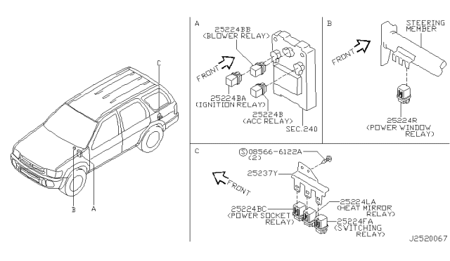 2001 Infiniti QX4 Bracket-Relay Diagram for 25238-5W500