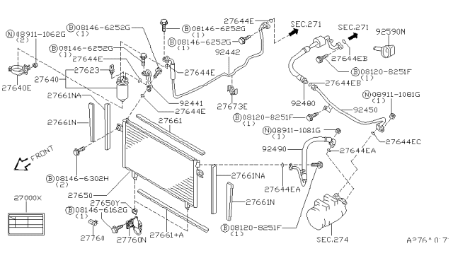 1997 Infiniti QX4 Condenser,Liquid Tank & Piping Diagram 2