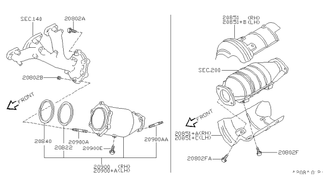 2000 Infiniti QX4 Bolt Turbo Charger Diagram for 14434-V0301