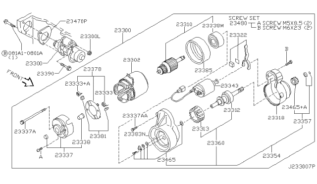 2000 Infiniti QX4 Motor Assy-Starter Diagram for 23300-4W010