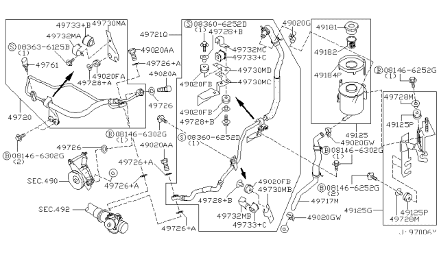 2001 Infiniti QX4 Power Steering Piping Diagram 7