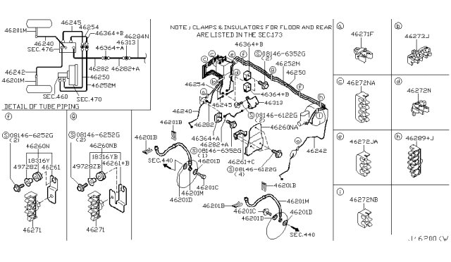 2003 Infiniti QX4 Brake Piping & Control Diagram 1