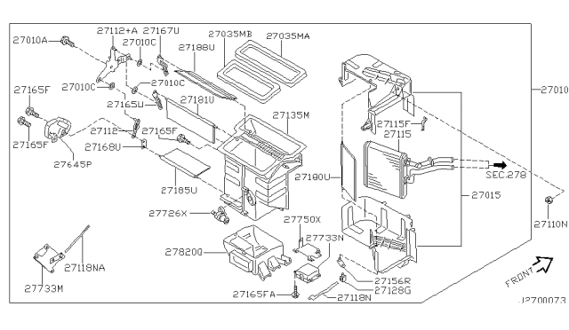 2002 Infiniti QX4 Door-Front Heater Diagram for 27180-0M010