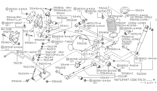 1998 Infiniti QX4 Rear Suspension Diagram 1