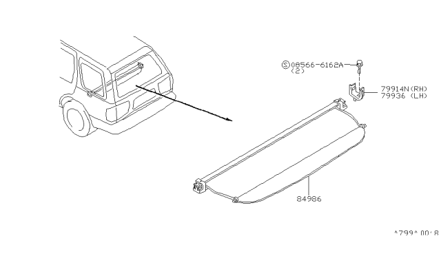 1998 Infiniti QX4 Rear Trimming Diagram